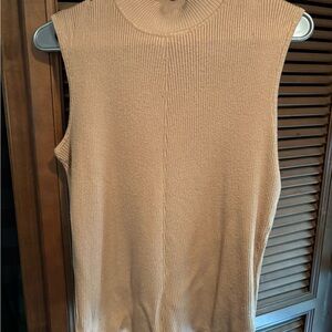 Cato Tan Ribbed Mock Neck Top